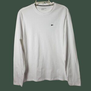 Calvin Klein Long-Sleeve T-Shirt  100% Cotton Round Neck Logo Detail wht Medium
